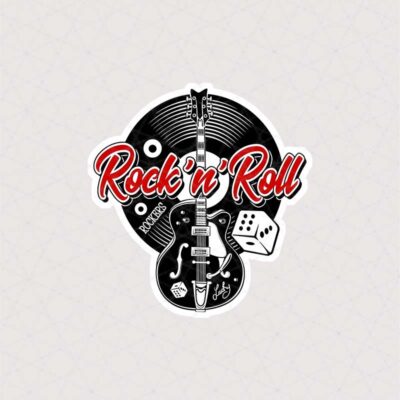 استیکر Rock and roll با ترکیب رنگی سیاه و قرمز