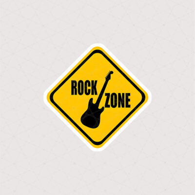 استیکر Rock Zone به رنگ زرد به همراه گیتار الکتریک