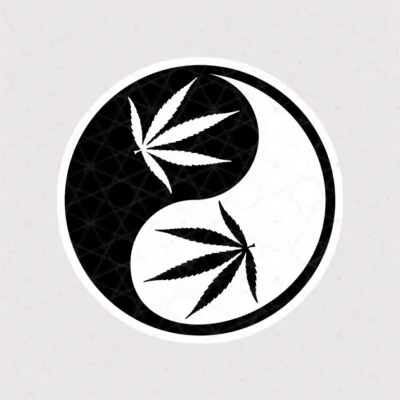 استیکر یین و یانگ طرح ماریجوانا
