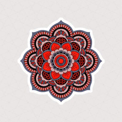 استیکر لپتاپ ماندالا طرح قرمز