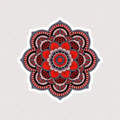استیکر لپتاپ ماندالا طرح قرمز