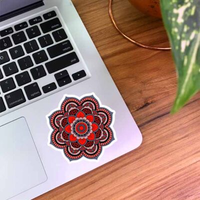 استیکر لپتاپ ماندالا طرح قرمز