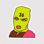 استیکر دختر طرح ماسک فیس به رنگ سبز فسفری