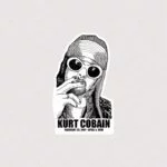 استیکر KURT COBAIN در حال سیگار کشیدن طرح سیاه سفید