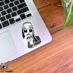 استیکر KURT COBAIN در حال سیگار کشیدن طرح سیاه سفید