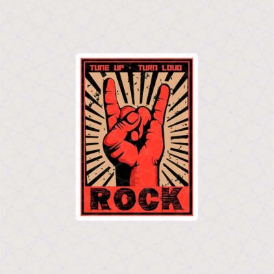استیکر راک همراه با متن Tune Up , Turn Loud  طرح قرمز