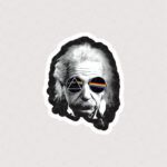 استیکر انیشتین همراه با عینک طرح پینک فلوید