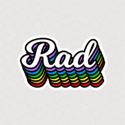 استیکر متن Rad طرح رنگین کمانی