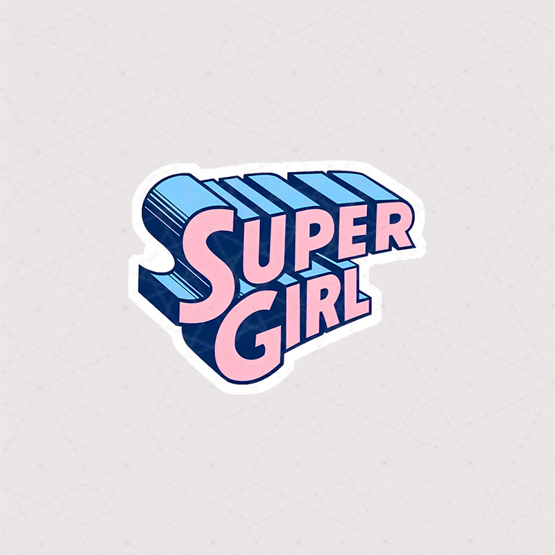 استیکر Super Girl طرح 3 بعدی به رنگ صورتی