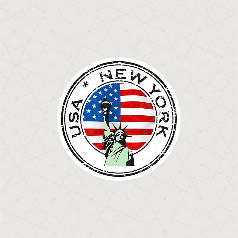 استیکر پرچم امریکا و مجسمه آزادی همراه با متن USA ، New York