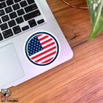 استیکر پرچم آمریکا طرح دایره ای