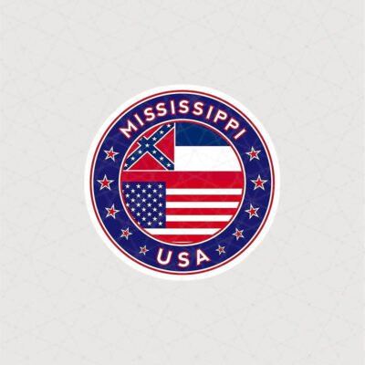 استیکر گرد پرچم Mississippi USA
