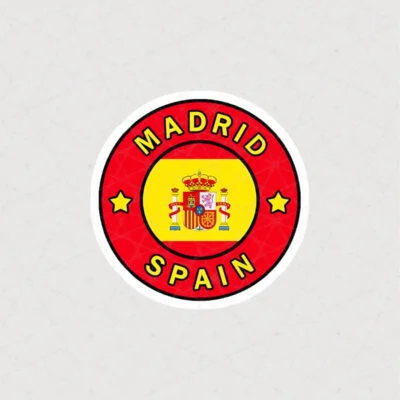استیکر madrid به رنگ قرمز طرح دایره ای