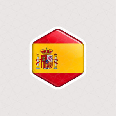 استیکر پرچم اسپانیا طرح شش ضلعی