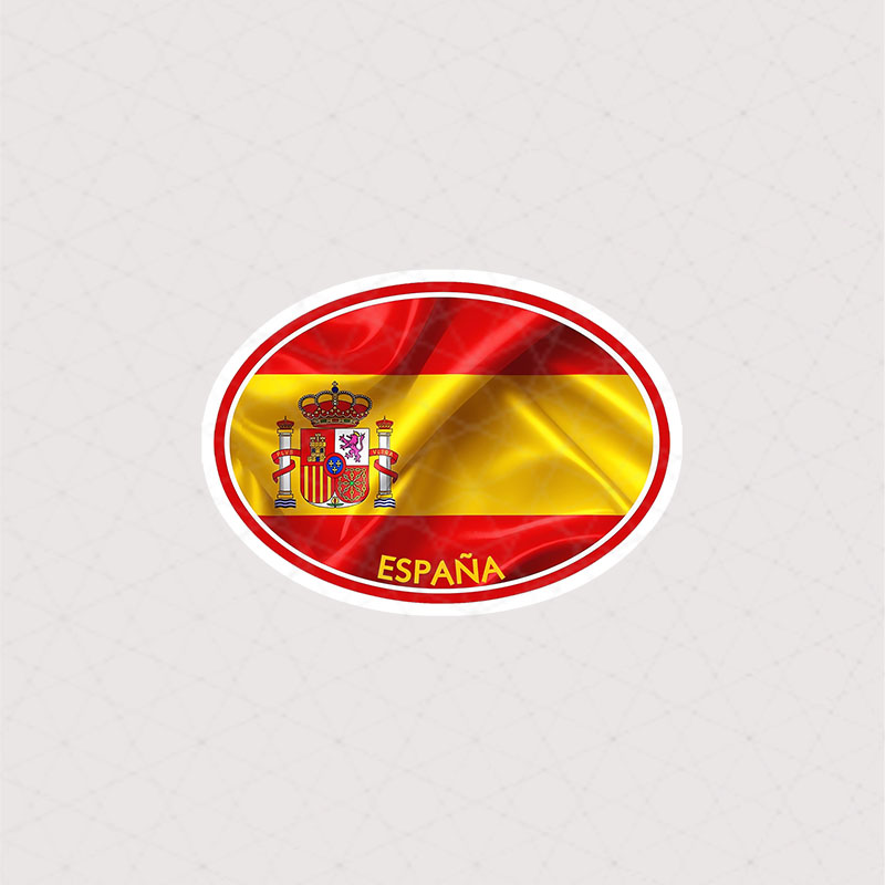 استیکر بیضی شکل پرچم اسپانیا