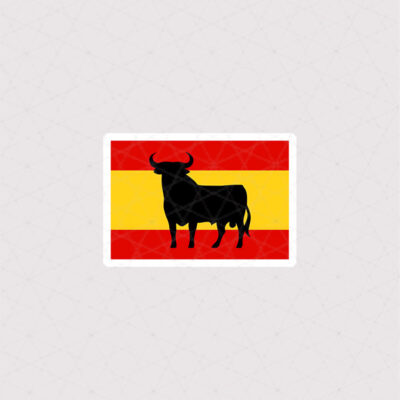 استیکر طرح گاو روی پرچم اسپانیا