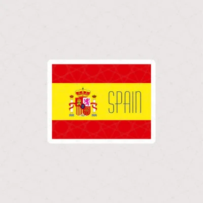 استیکر پرچم اسپانیا همراه با متن Spain