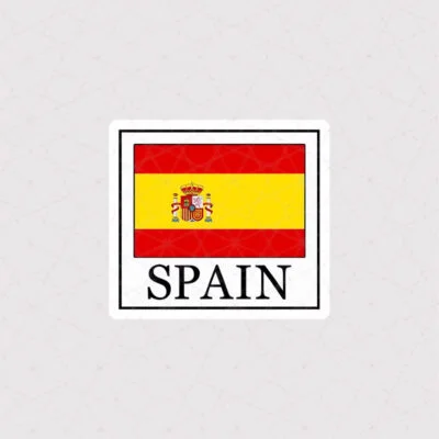 استیکر پرچم اسپانیا کد 7082 همراه با متن Spain
