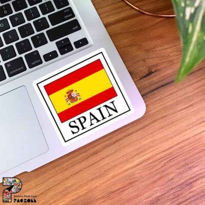 استیکر پرچم اسپانیا کد 7082 همراه با متن Spain