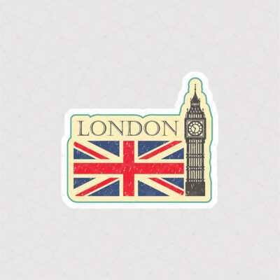 استیکر پرچم بریتانیا و برج ساعت بیگ بن