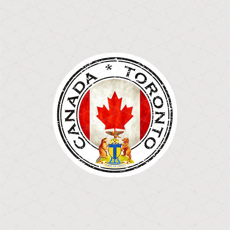 استیکر پرچم کانادا طرح دایره سفید