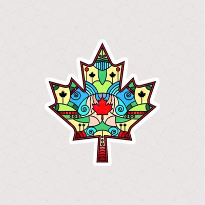 استیکر برگ افرا رنگی نماد کشور کانادا