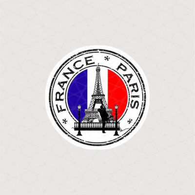استیکر برج ایفل طرح پرچم فرانسه همراه با متن PARIS و FRANCE