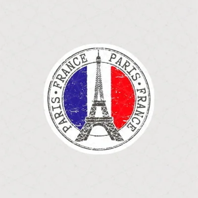استیکر ایفل و پرچم فرانسه طرح قدیمی همراه با متن PARIS و FRANCE