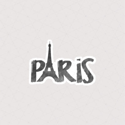 استیکر متن Paris با نماد برج ایفل به رنگ سیاه