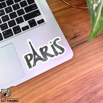 استیکر متن Paris با نماد برج ایفل به رنگ سیاه