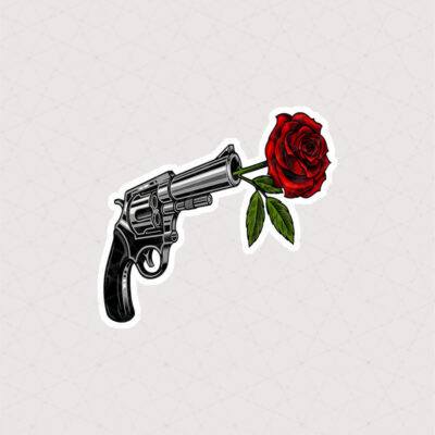 استیکر هفت تیر طرح گل رز