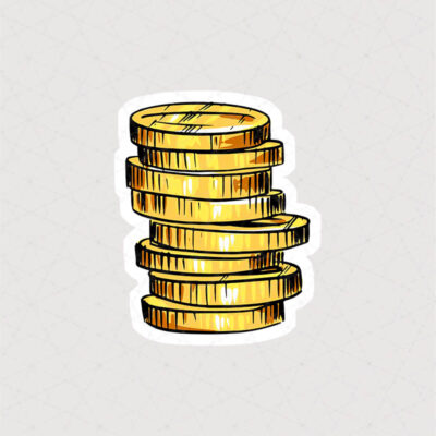 استیکر سکه های طلا طرح گرافیکی