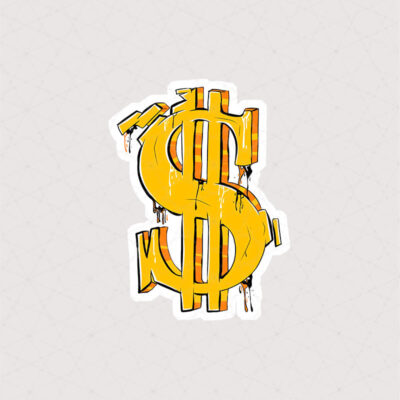 استیکر علامت دلار به رنگ طلایی