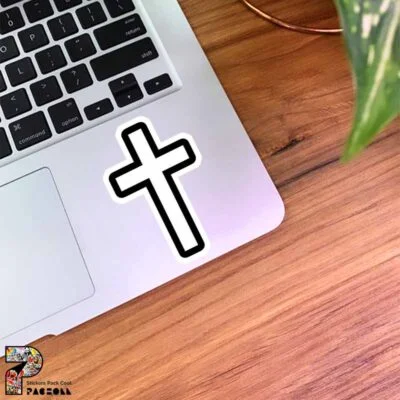 استیکر صلیب ساده سفید و سیاه