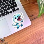 استیکر دایناسور تی رکس کارتونی با یک رعد و برق