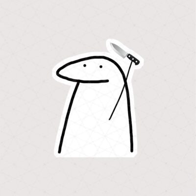 استیکر ادمک خطی چاقو به دست