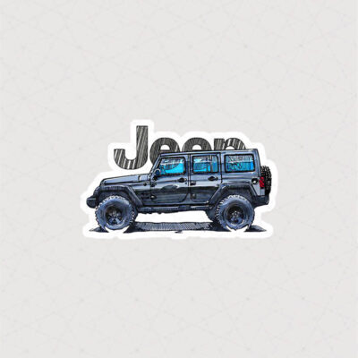 استیکر Jeep آبی گرافیکی