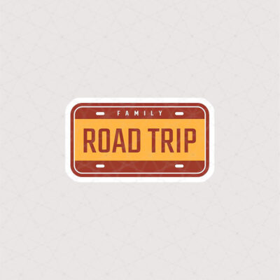 برچسب ماشین road trip سفر جاده ای خانوادگی به رنگ نارنجی