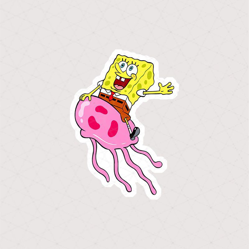 5159 Asli SpongeBob استیکر باب اسفنجی استیکر باب اسفنجی سوار بر عروس دریایی