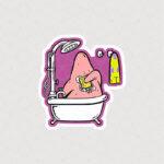 استیکر پاتریک در حال حمام کردن