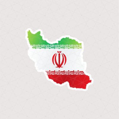 این استیکر زیبا نقشه ایران را با جزئیات کامل و رنگ‌های پرچم ایران نشان می‌دهد.