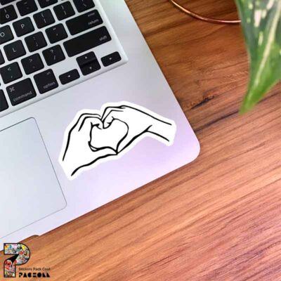 استیکر قلب دستی طرح سیاه سفید