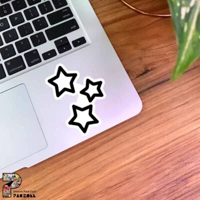 استیکر 3 ستاره به رنگ مشکی و سفید