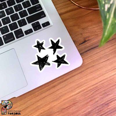 استیکر نقاشی 4 ستاره مشکی