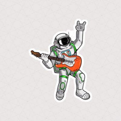 استیکر ادم فضایی و گیتار الکتریک