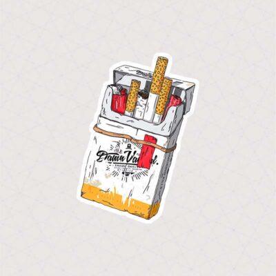استیکر نقاشی پاکت سیگار با فندک