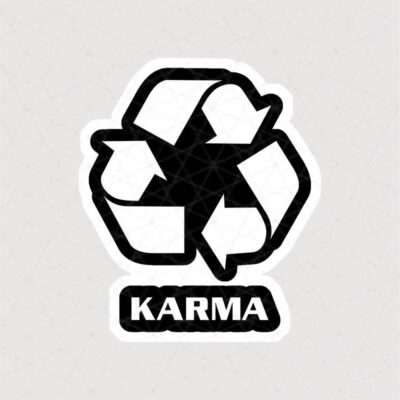 استیکر کارما طرح علامت بازیافت به رنگ مشکی