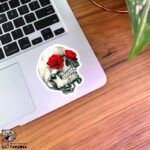 استیکر اسکلت همراه با گل رز