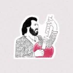 استیکر نقاشی شهرام شب پره گیتار به دست