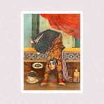 استیکر دختر قاجاری در حال رقصیدن